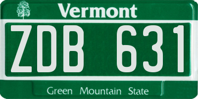 VT license plate ZDB631