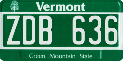 VT license plate ZDB636