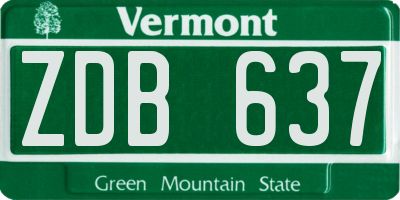 VT license plate ZDB637