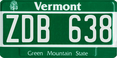 VT license plate ZDB638