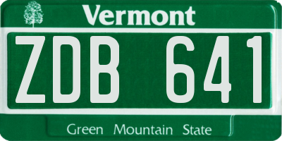VT license plate ZDB641