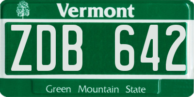 VT license plate ZDB642