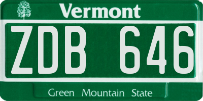 VT license plate ZDB646