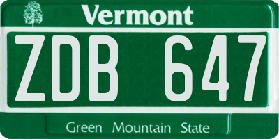 VT license plate ZDB647