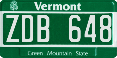 VT license plate ZDB648