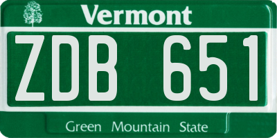 VT license plate ZDB651