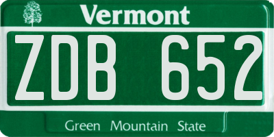 VT license plate ZDB652