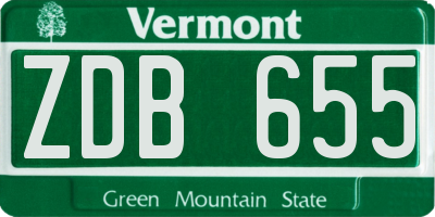 VT license plate ZDB655