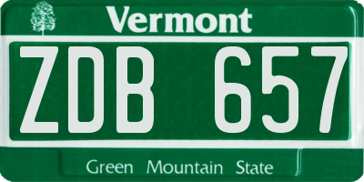 VT license plate ZDB657