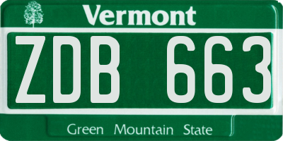 VT license plate ZDB663