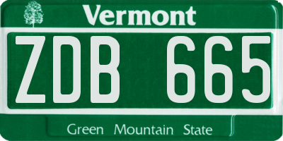 VT license plate ZDB665