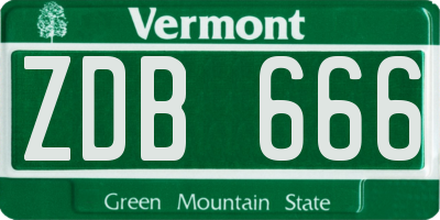 VT license plate ZDB666