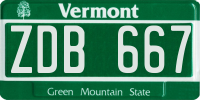 VT license plate ZDB667