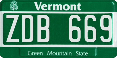 VT license plate ZDB669