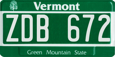 VT license plate ZDB672