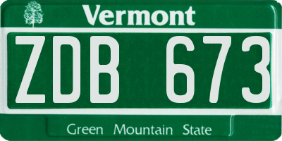 VT license plate ZDB673