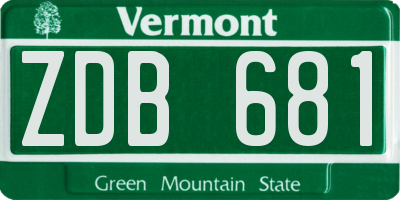 VT license plate ZDB681