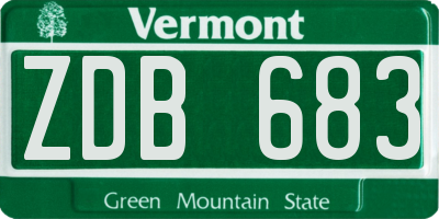 VT license plate ZDB683