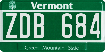 VT license plate ZDB684