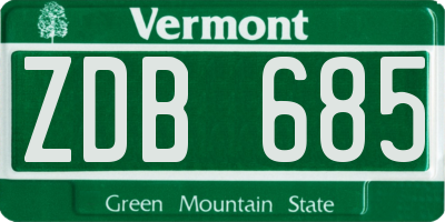 VT license plate ZDB685