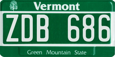 VT license plate ZDB686