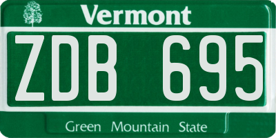 VT license plate ZDB695