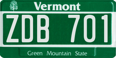 VT license plate ZDB701