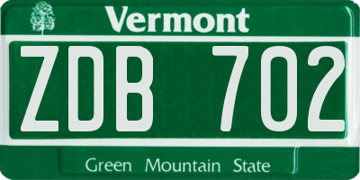 VT license plate ZDB702