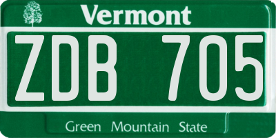 VT license plate ZDB705