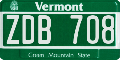 VT license plate ZDB708