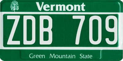 VT license plate ZDB709