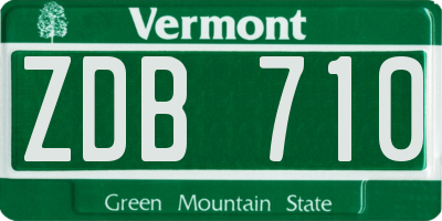 VT license plate ZDB710
