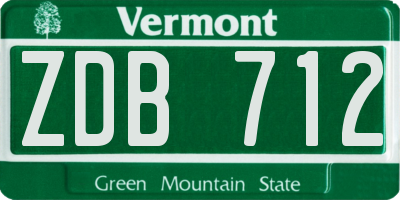VT license plate ZDB712