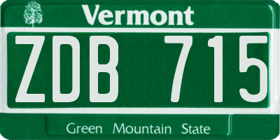 VT license plate ZDB715