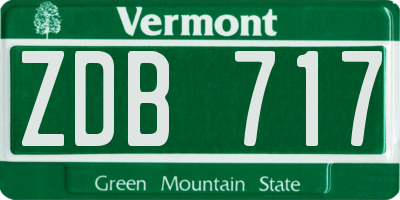 VT license plate ZDB717