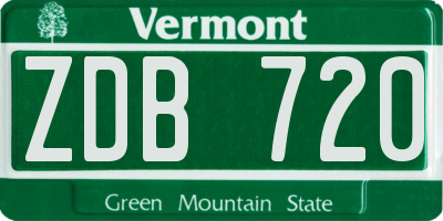 VT license plate ZDB720