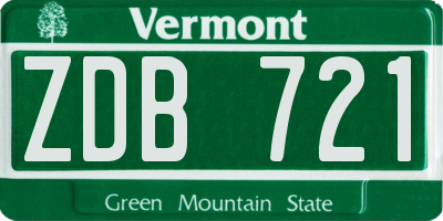 VT license plate ZDB721