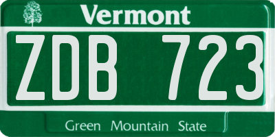 VT license plate ZDB723