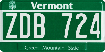 VT license plate ZDB724