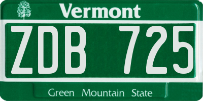 VT license plate ZDB725