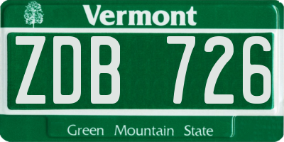 VT license plate ZDB726