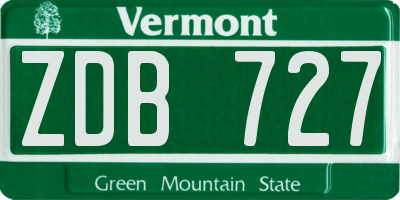 VT license plate ZDB727