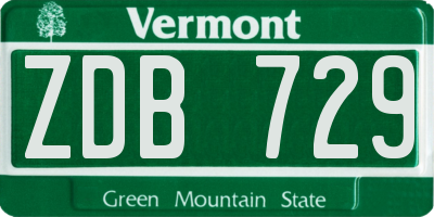 VT license plate ZDB729