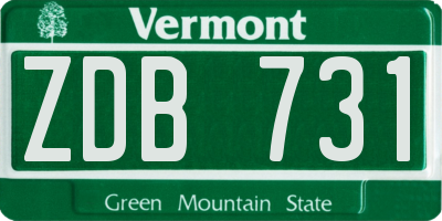 VT license plate ZDB731