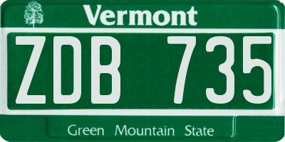 VT license plate ZDB735