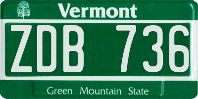 VT license plate ZDB736