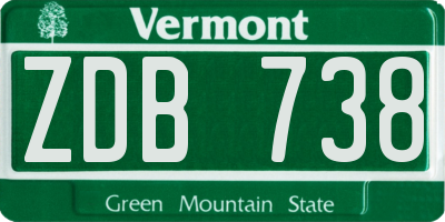 VT license plate ZDB738