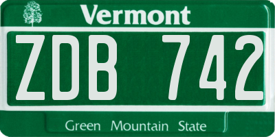 VT license plate ZDB742