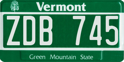 VT license plate ZDB745