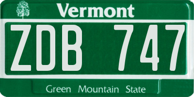 VT license plate ZDB747